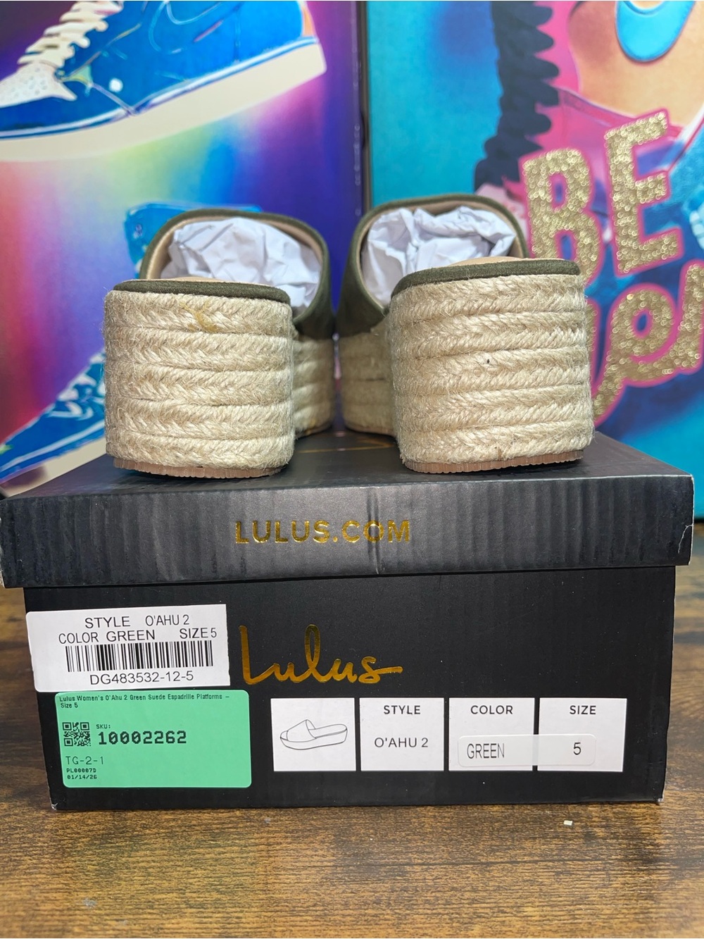 Lulus O'Ahu 2 Green Suede Espadrille Platforms green size 5 - Picture 9 of 11